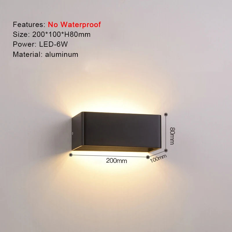 TRAZOS Round Square Modern Wall Lights Garden Porch Ip65 Waterproof Up Down Lighting Outdoor Led Bedroom Lamp Wall Decor Qme 1005 Warm White (2700-3500K)
