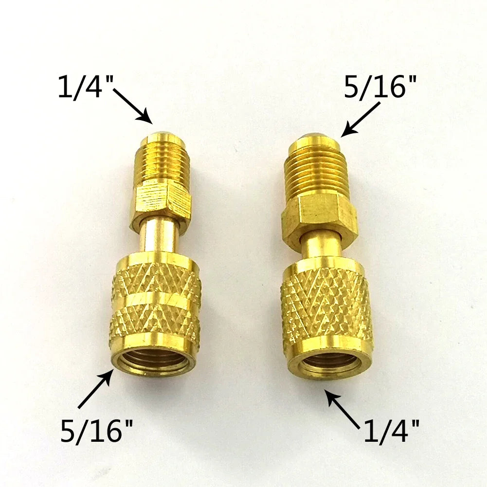 2PCS Vacuum Pump Brass Adapter R410a Adapter 5/16 SAE F Quick Couplers To 1/4 SAE For Air Conditioning Adapter Quick Coupling Qme
