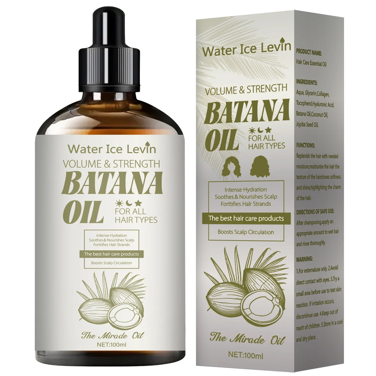 Volumizing Batana Oil Hair Treatment - Strengthening & Moisturizing with Coconut & Jojoba Oils for All Hair Types - Adds Shine Qme Khaki 100ml