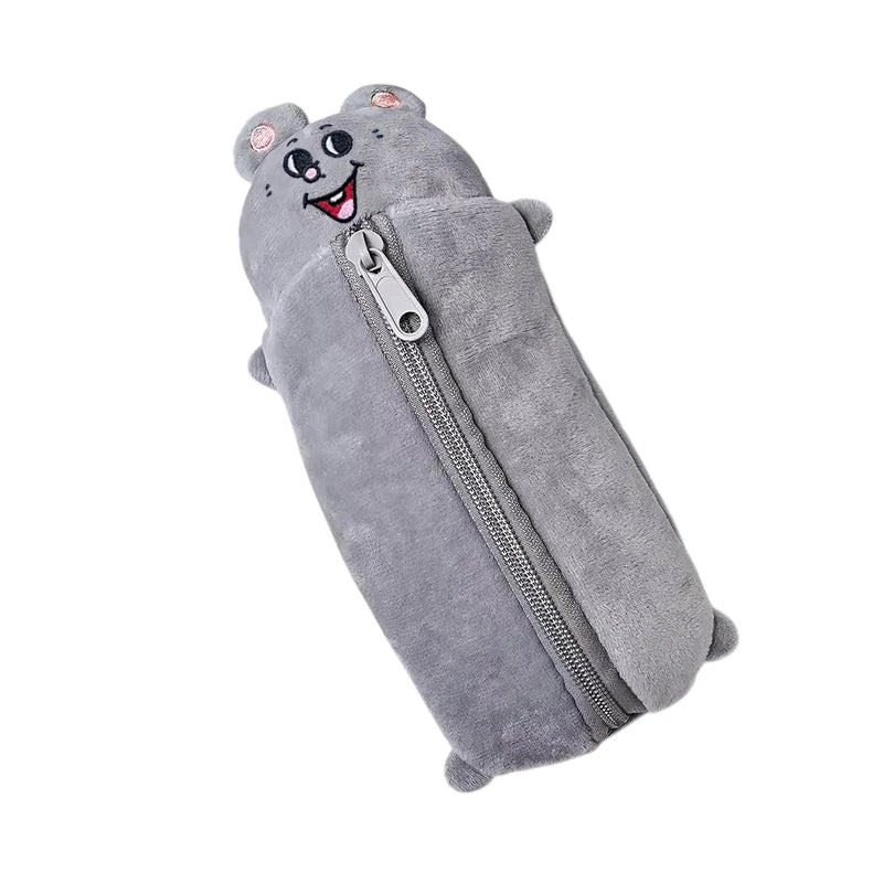 Pencil Case Cartoon Smiling Mouse Plush Cute Student Stationery Bag Qme A2