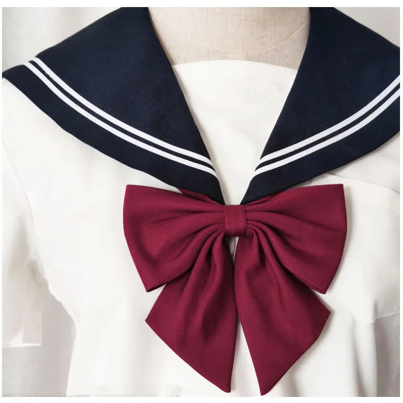 Students Solid Bowtie Thick Bow Tie Women Uniform Collar Butterfly Qme color4