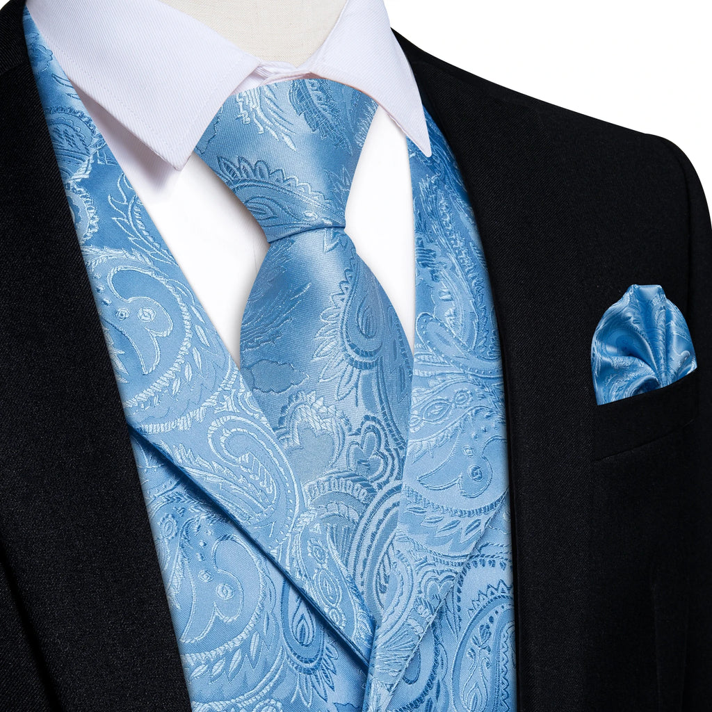Men's Paisley Suit Vest Tie Formal Waistcoat Matching Necktie Qme