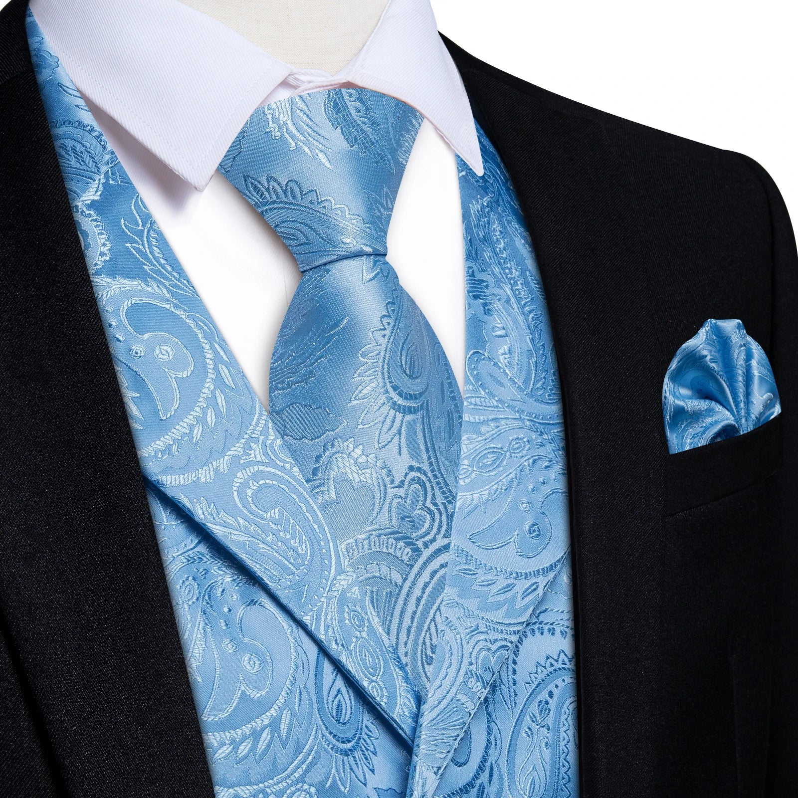 Men's Paisley Suit Vest Tie Formal Waistcoat Matching Necktie Qme