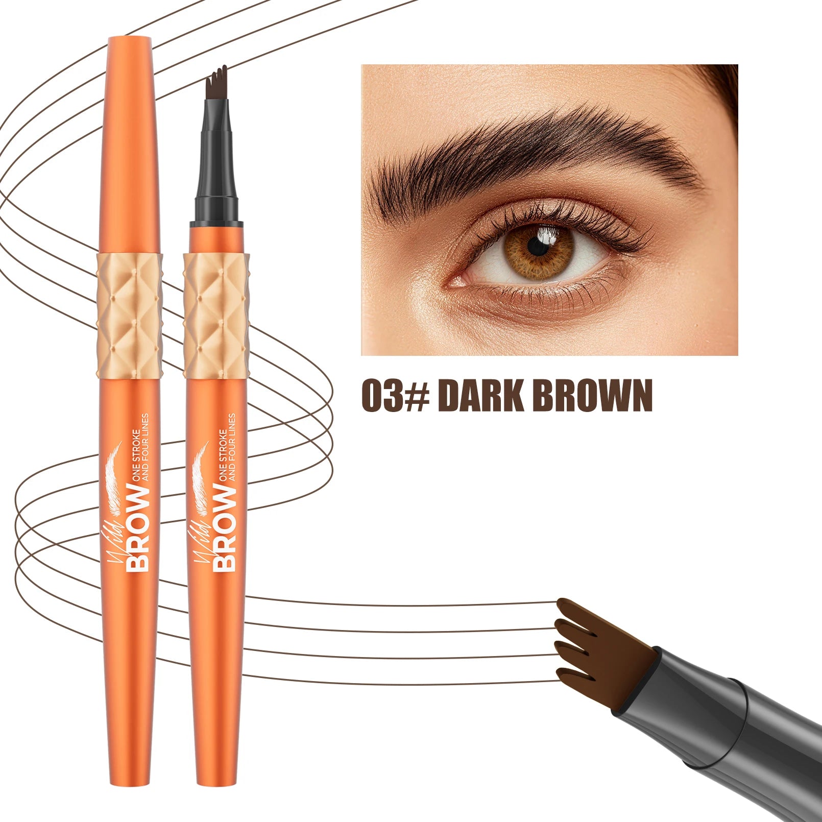 1PC 4 Split Head Eyebrow Tattoo Pen Waterproof Sweatproof Long Lasting Liquid Eyebrow Pen Natural Wild Brow Makeup Qme 9716-3