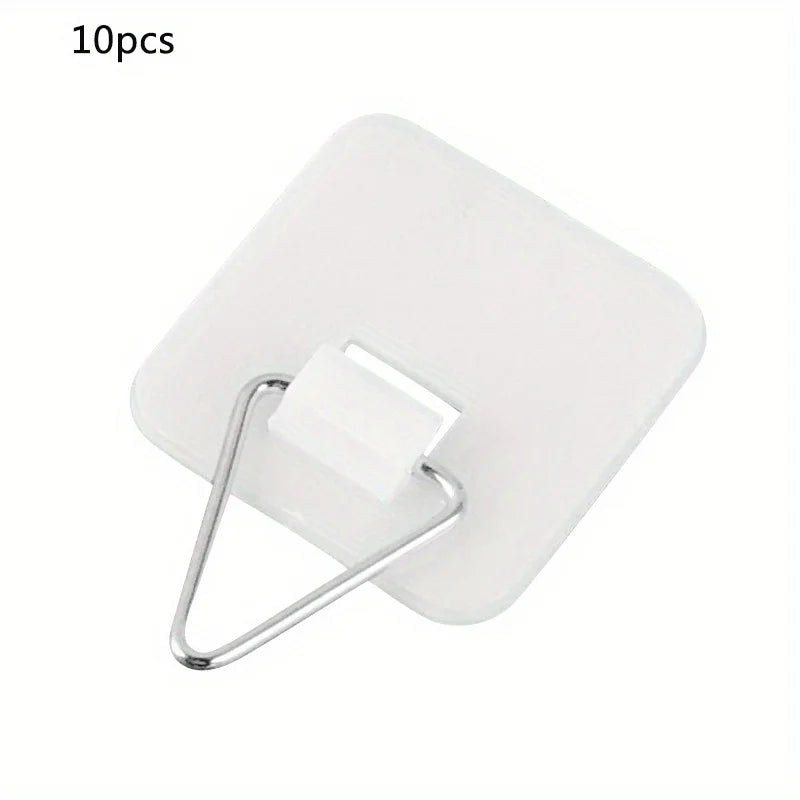 Non Drilling Adhesive Wall Hanging, Elegant Design, Multi-Purpose Home Decoration and Office, Invisible Adhesive Hook Qme Square 10pcs