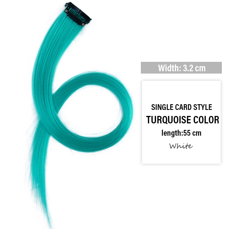 Colored Clip-in Hair Extensions - 55cm High-Temp Matte Fiber, Seamless Realistic Synthetic Fiber Hair Pieces Styling Accessories Qme turquoise