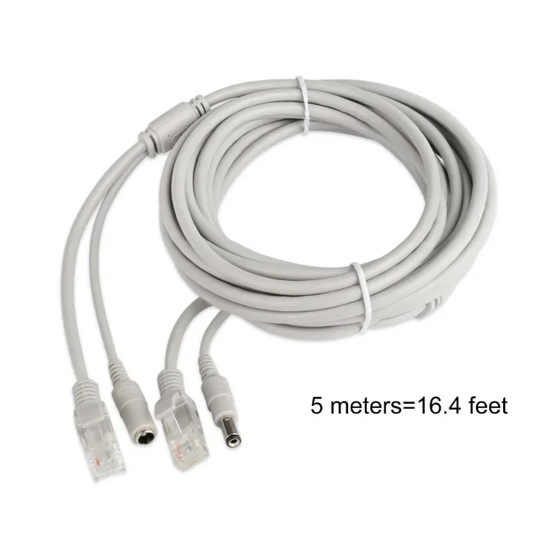 ESCAM 30m/20m/15m/10m/5m RJ45 + DC 12V Power Lan Cable Cord Network Cables for CCTV Network IP Camera Qme China Mainland 20m Ivory