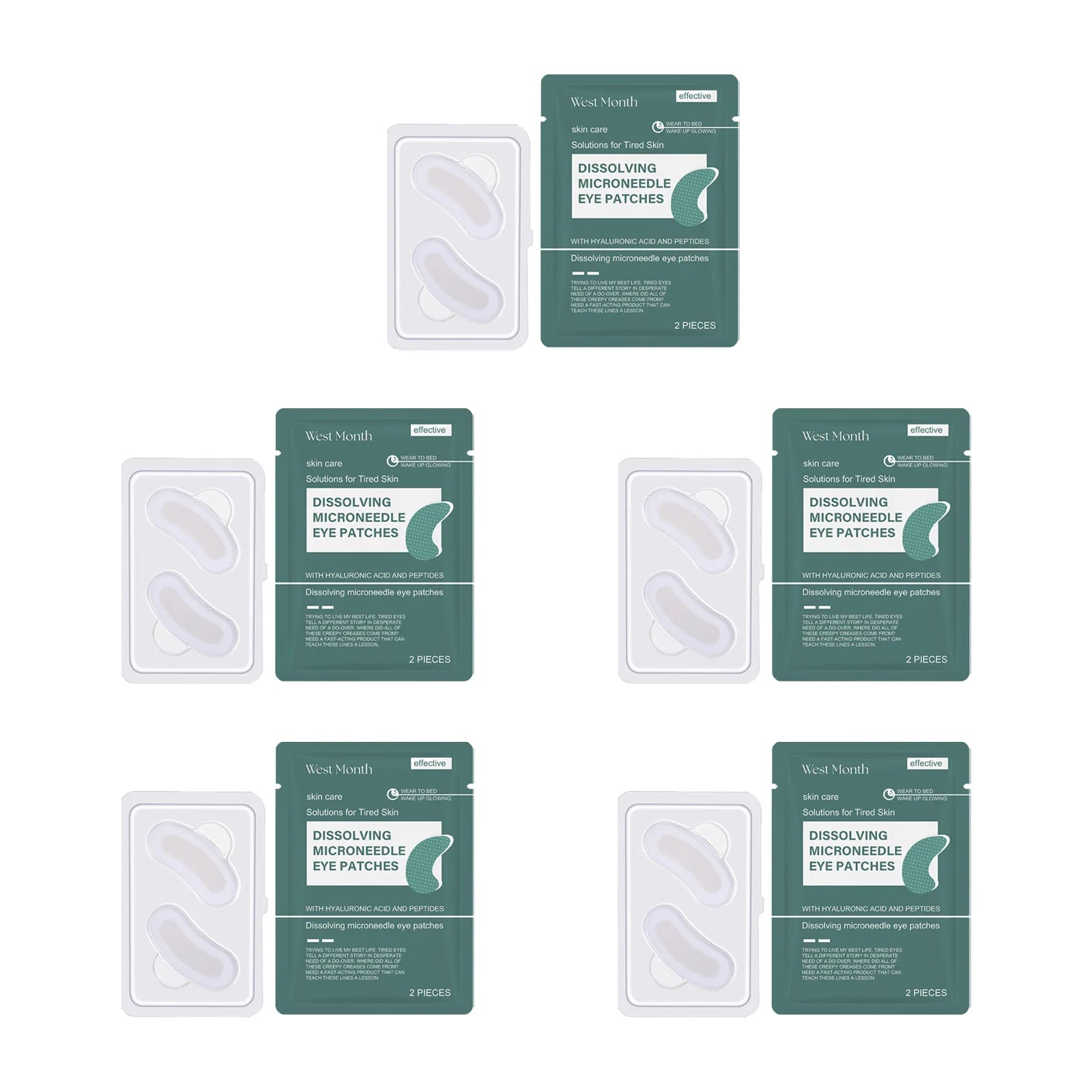 0.25mm Hyaluronic Acid Dissolving Microneedle Eye Patches Hydrogel Eye Mask for Wrinkles Dark Circles Puffiness Anti-Aging Qme 10pieces