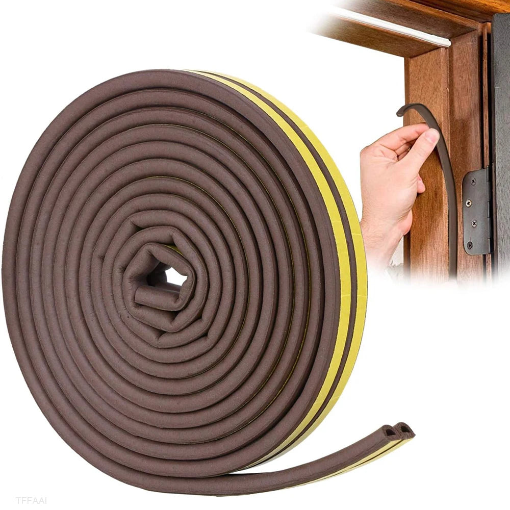 Door Insulation Seal Strip Tape Self-adhesive Acoustic Rubber Foam Weatherstrip Window Sound Draft Stopper Weather Strip Qme