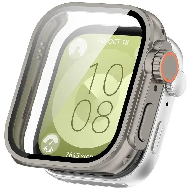 Screen Protector + Tempered Glass Case for Huawei Watch Fit 3 Case Frame As ultra2 Smart Watch Strap Case for Huawei Watch Fit 3 Qme Titanium for Huawei Fit 3