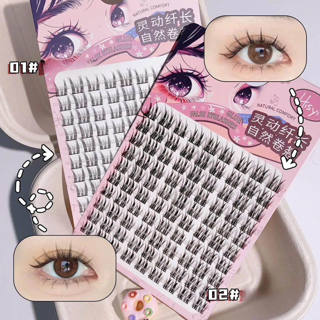 HISYI Five false eyelashes Optional Natural Cat Fairy Sunflower Beginner Comic False Eyelashes Korean style eye makeup Qme