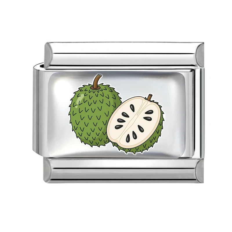 Wholesale 1pc Colorful Diamond Heart Kiwi Fruits Pinecone Italian Link Fit 9mm Bracelet Making DIY Stainless Steel Charm Jewelry Qme Style 7