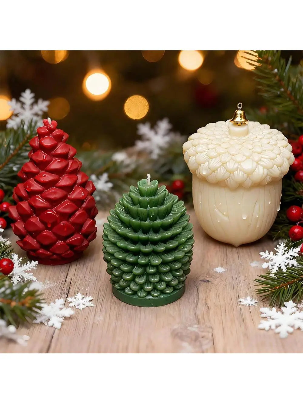 Christmas Pine Cone Silicone Mold DIY Aromatherapy Candle Ornaments Qme
