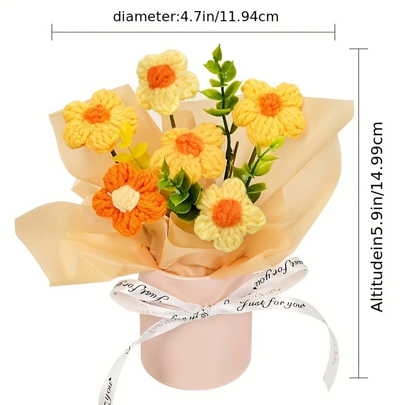 Handmade Crochet Tulip Bouquets, Knitted Tulip Bouquets, Mother's Day Birthdays, Weddings, Christmas, DIY Decorations Qme