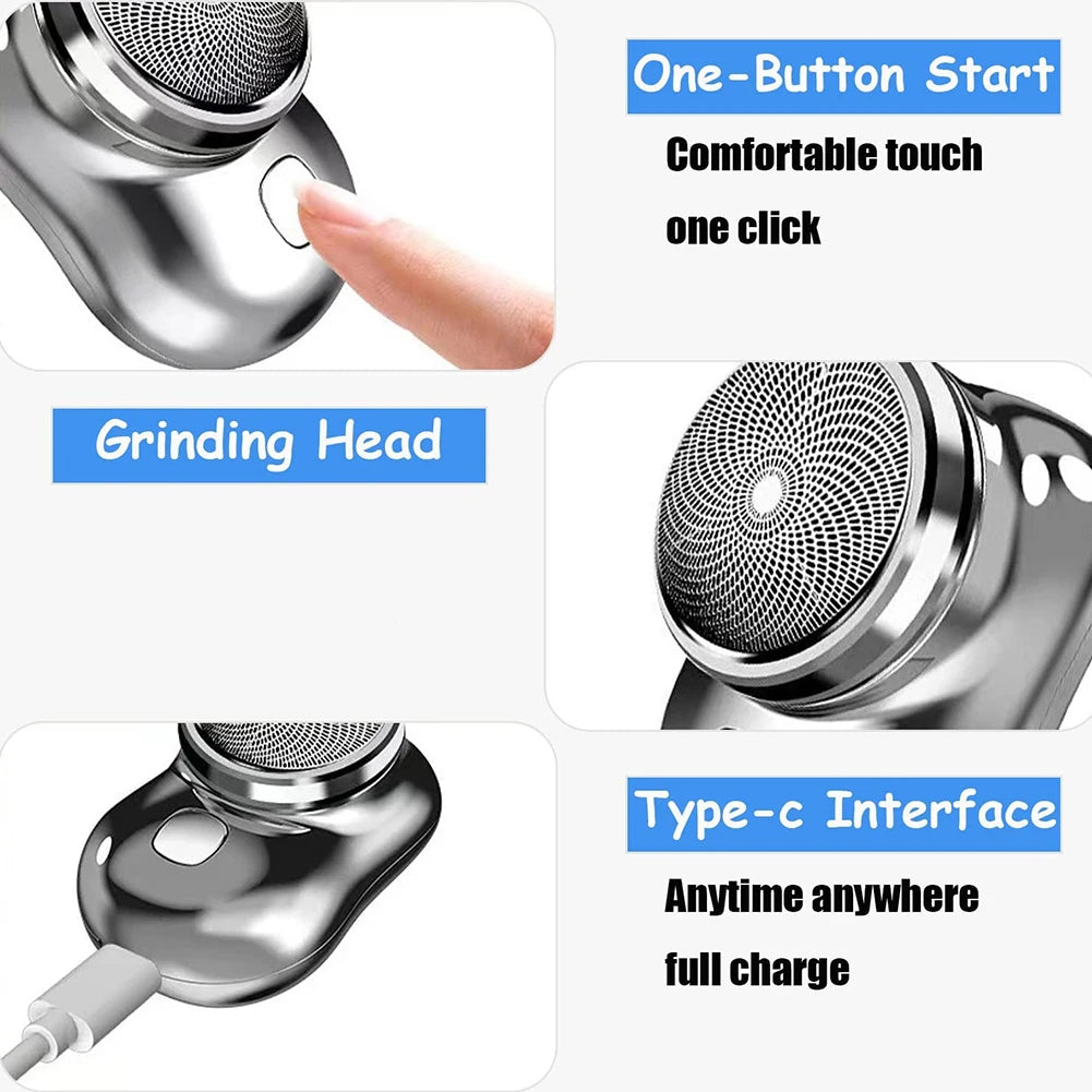 Men's Mini Shaver Waterproof Razors Machine with USB Charging Portable Electric Razor Essential Beard Trimmer for Outdoor Travel Qme