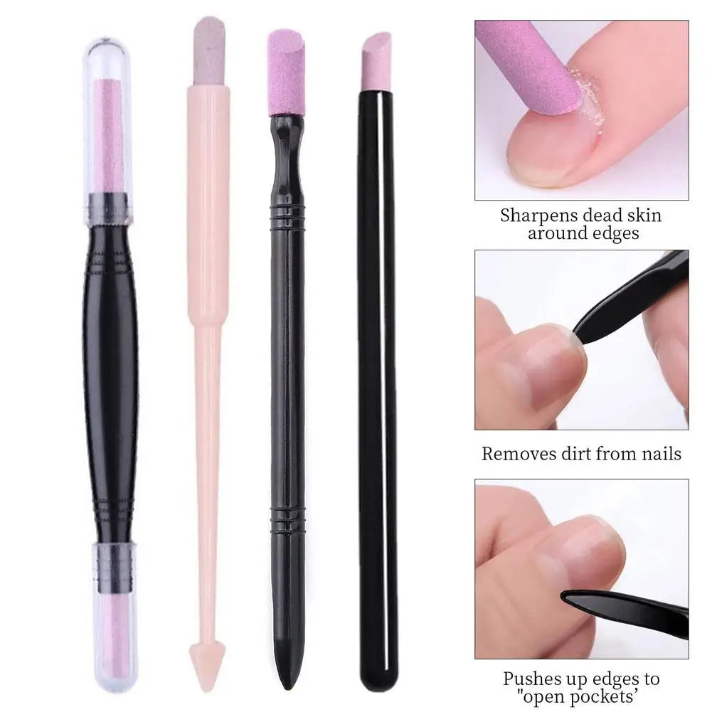 Nail Sanding Sticks File Cuticle Stone Pusher Care Tool Art Pen Qme