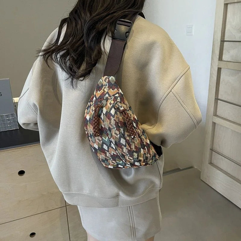 Women's Wide Strap Waist Bag Casual Crossbody Fanny Trendy Shoulder Qme