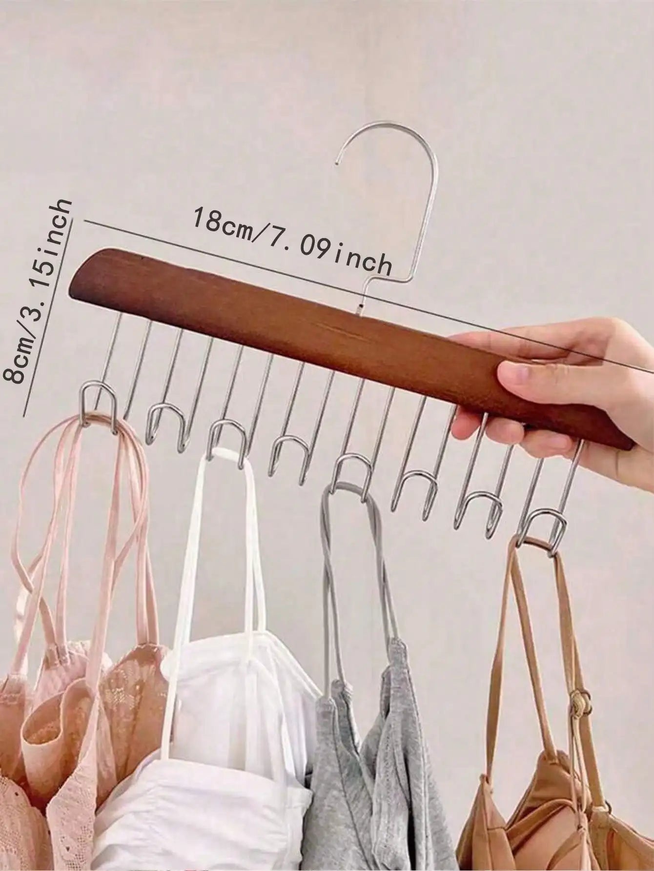 1 Multi-functional Hanger Storing Clothes Underwear Vests Multiple Qme brown