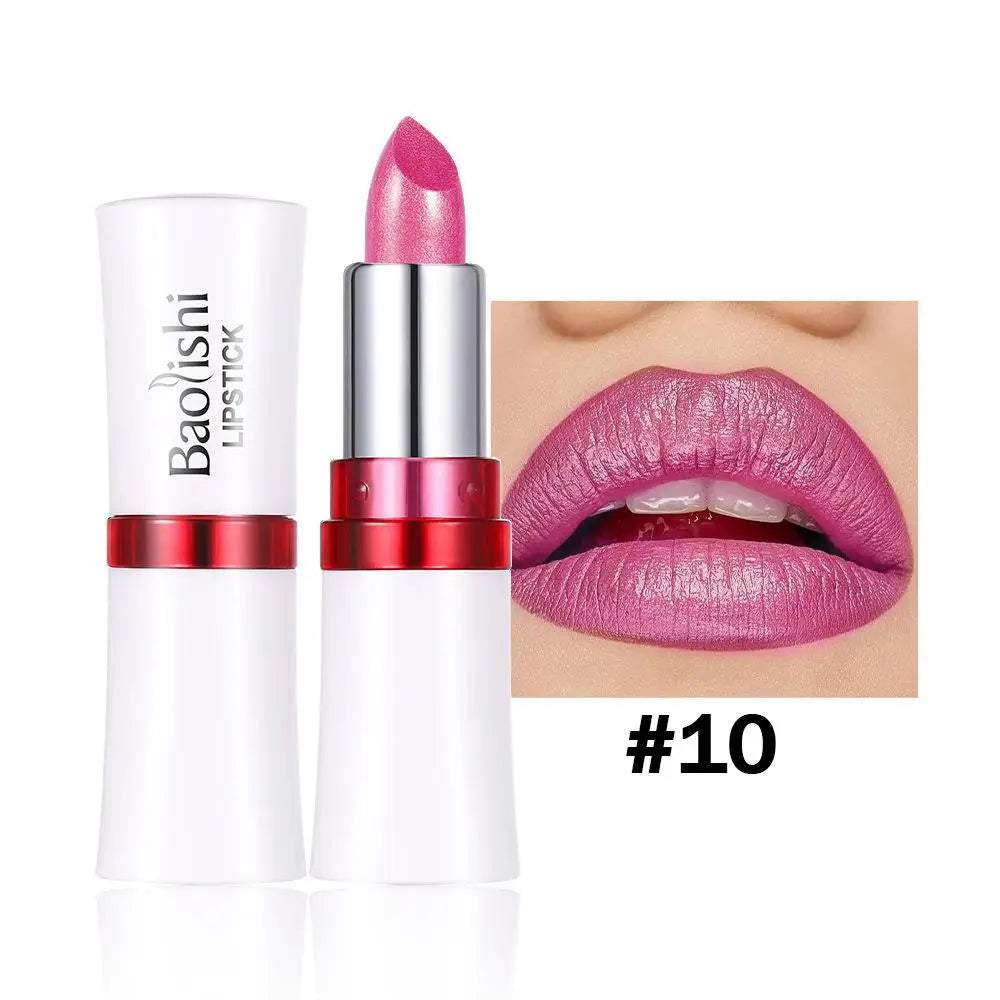 Shiny Pearlescent Lip Makeup Waterproof Last Flash Lipstick Qme 10