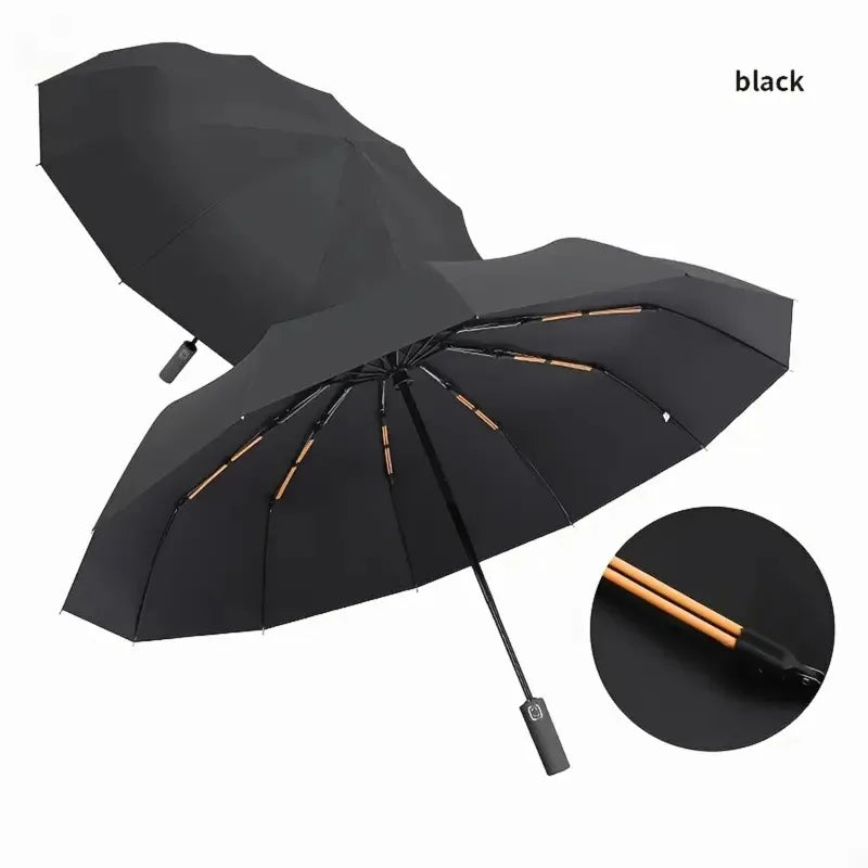 Semi Automatic 3-Fold Umbrella Durable 12-Bone Frame UV-Resistant Qme