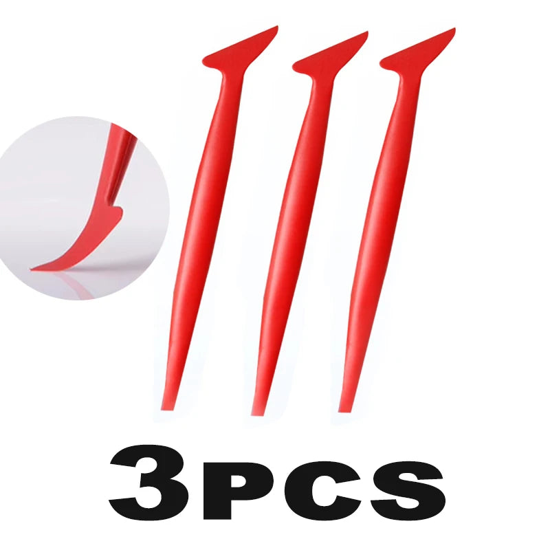 Car Micro Squeegee Curves Slot Tint Tool Set Car Stickers Wrap Vinyl Tools Auto Wrapping Film Installing Scraper Gasket Squeegee Qme Red 3PCS