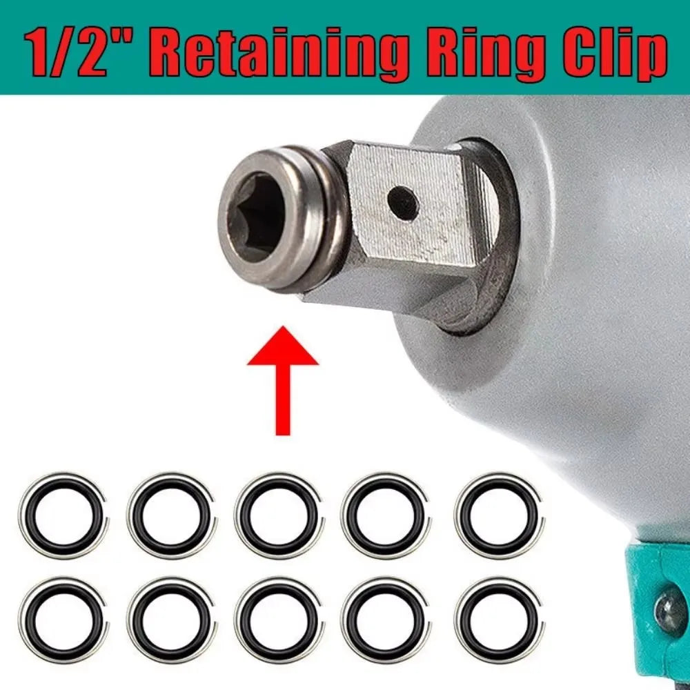 1/2" Retaining Ring Clip with O-Ring for Impact Wrench Socket Retainer Rings Socket Retaining Drive Friction Rings Part Qme 20pcs