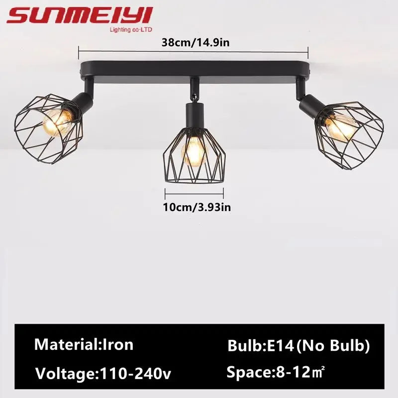 Modern Bedroom Ceiling Lamp Creative Black Study Simple American Industrial Style Living Room Entrance Corridor Qme