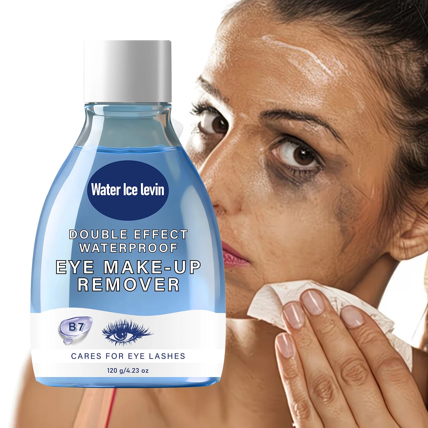Double Effect Eye Makeup Remover with B7 & Collagen, Gentle on Lashes & Waterproof Qme