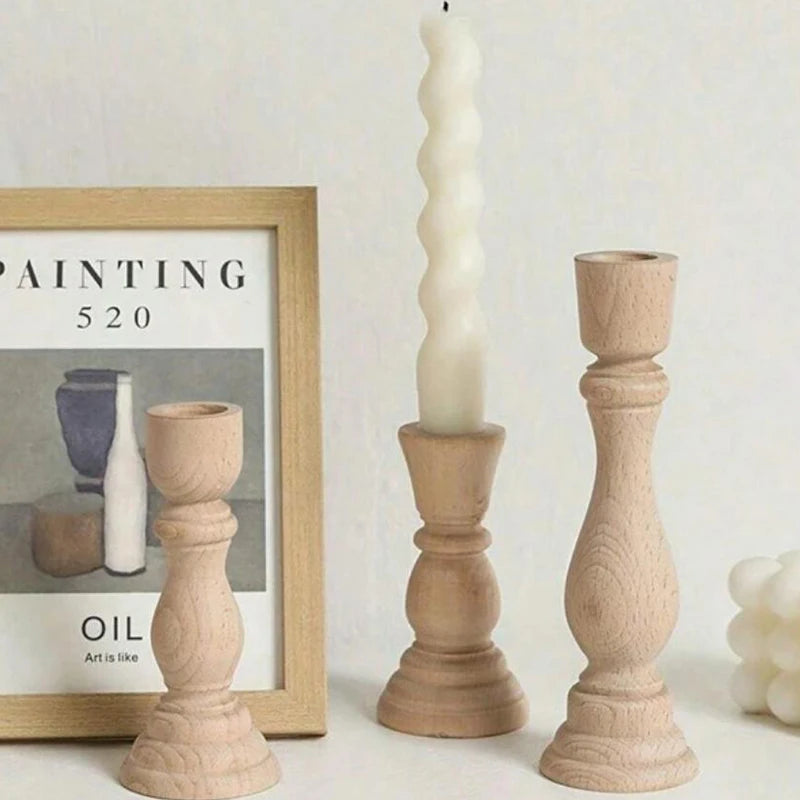 Wedding Party Birthday Home Table Decoration Wooden Candlesticks Qme