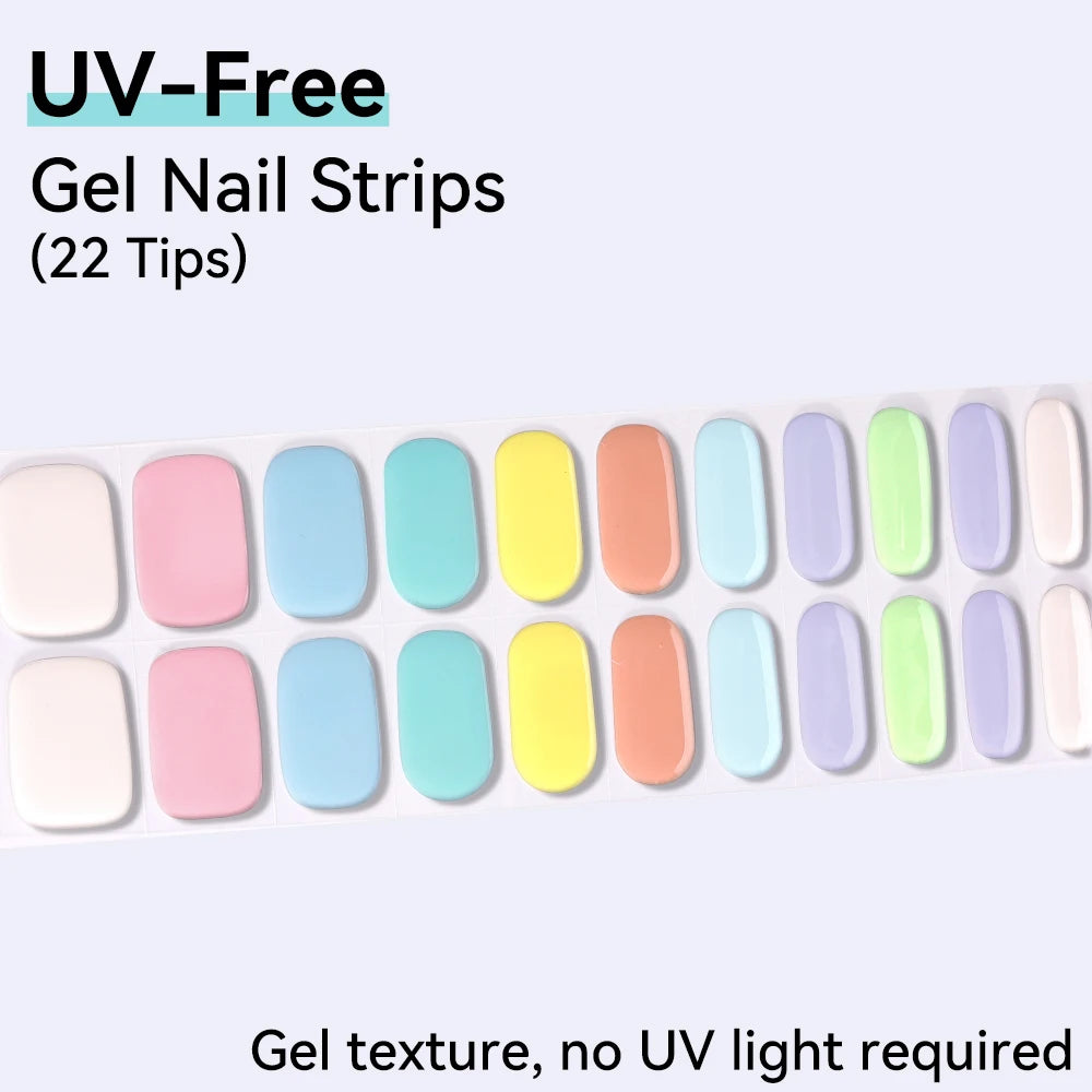 Baking-free 22Tips Nail Stickers Summer Strawberry Polish Sticker Qme BSA-0272