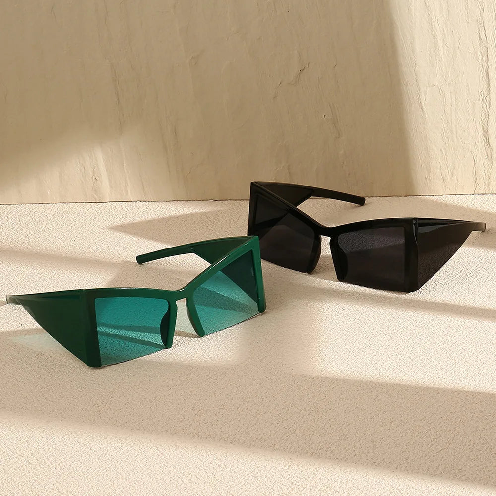 Y2K Half Rim Sunglasses Women Trendy Streetwear Shades Popular Qme