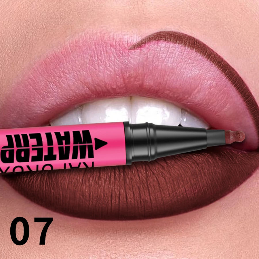 Liquid Matte12-Color Lipliner Pencil Waterproof Plumping Stain Qme 07