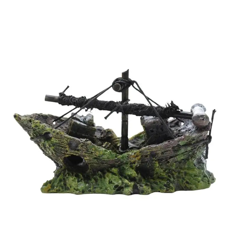 Fish Tank Landscape Ornament Resin Decoration Shipwreck Pirate Ship Qme