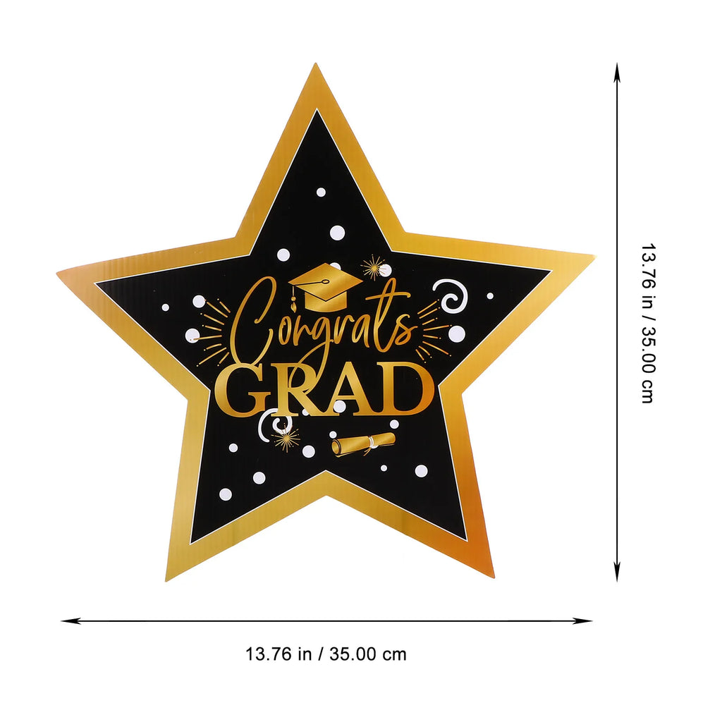 1Pcs Five Point Star Graduation Lawn Sign Plastic Premium Yard Decoration Outdoor Party Garden Festival Ornament Qme