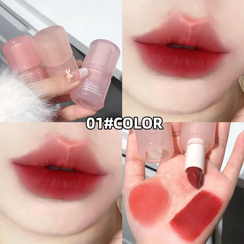 QIBEST Waterproof Lipstick Red Nude Lip Stain Moisturizing Natural Lipstick Highly Pigmented Lip Tint Long-lasting Makeup Gift Qme 01