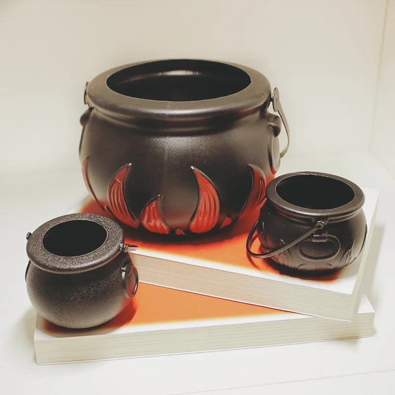 Witch Black Flame Lantern Pumpkin Candy Pail Handle Halloween Role Qme