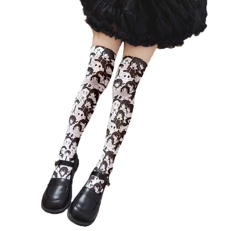 Cartoon Anime Striped Halloween Cat Claw Stockings Trendy Women's Qme style11 One Size
