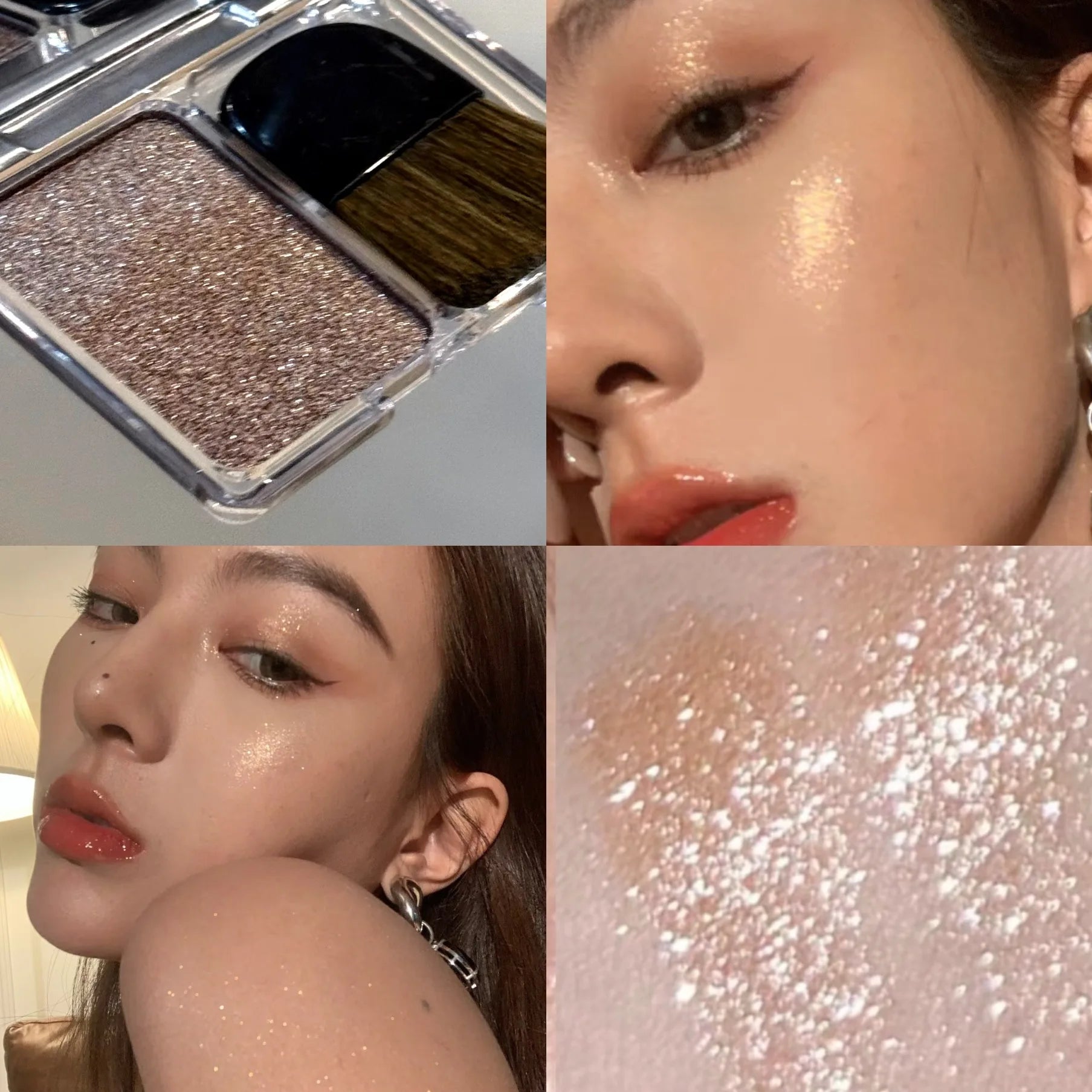 With Brush Bowknot Face Brighten Highlighter Sparking Shine Makeup Plate Fairy Purple Highlight Shimmer Shading Contour Cosmetic Qme 04