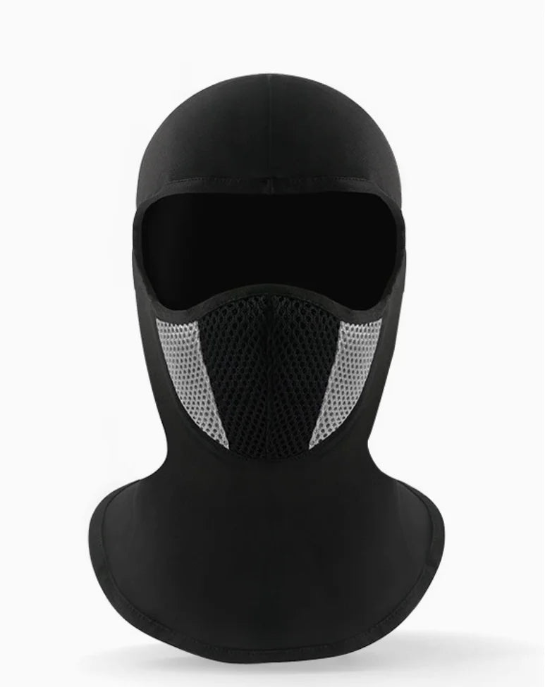 Headgear Men's and Women's Summer Outdoor Riding Ice Silk Mask Full Face Neck Fishing UV Breathable Sun Hat Patchwork Style Qme Black and White
