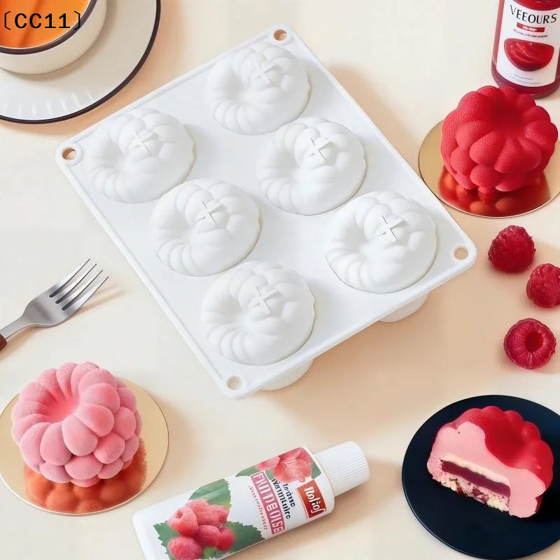 6 Cavity Raspberry Mousse Cake Baking Mold Fruit Shaped Dessert Qme