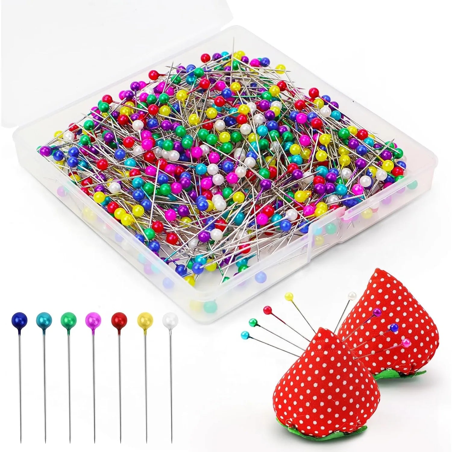 600pcs 38mm Head Sewing Pins, Colored Stainless Steel Pins, Used for Fabrics, Jewelry, and Sewing Projects Qme