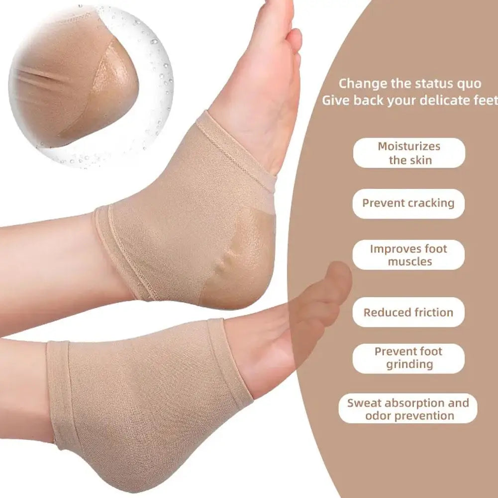 2PCS Gel Moisturizing Heel Socks Spa Sock For Foot Care Gel Heel Socks For Dry Cracked Dry Feet Skin Gel Heel Repair Socks Tools Qme