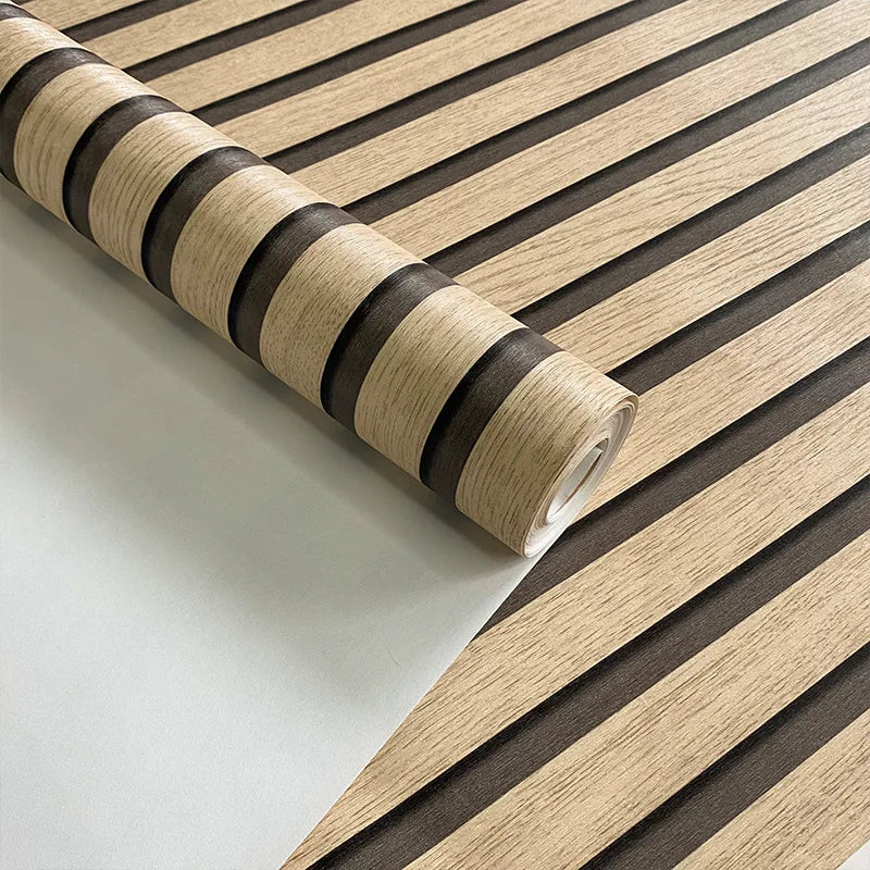 45cm Big Roll Home Decoration Background Wall Desk Cabinet Wallpaper Wood Stripes Waterproof PVC Self-adhesive Wall Stickers Qme