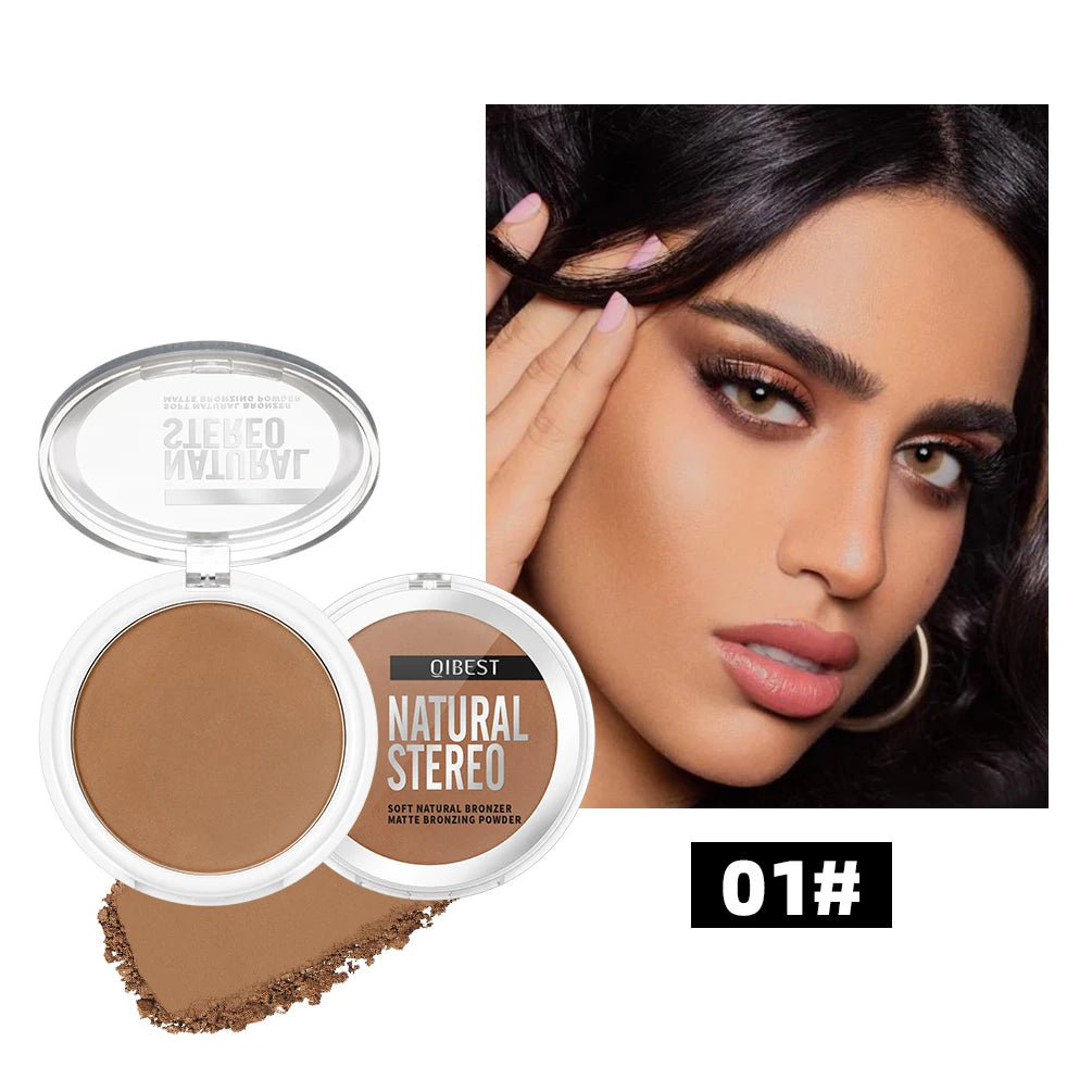 QIBEST Face Bronzer Makeup Contour Shading Powder Trimming Powder Cosmetic Face Concealer Highlighter Bronzer Palette For Women Qme 01