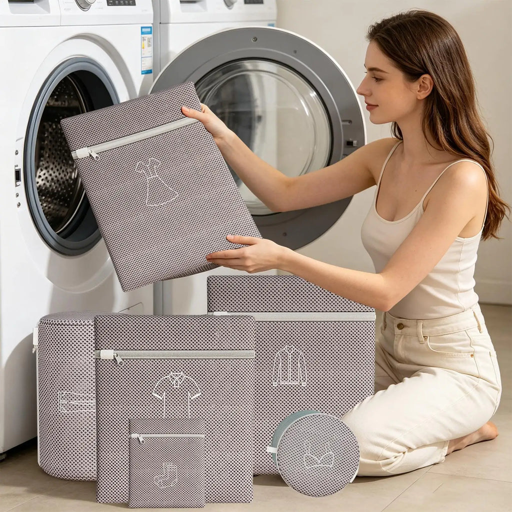 Mesh Laundry Bags 6 Pieces Anti-Knot Bra Protective Sack With Zipper Machine Washable Anti-Deformation Laundry Mesh Wash Bags Qme