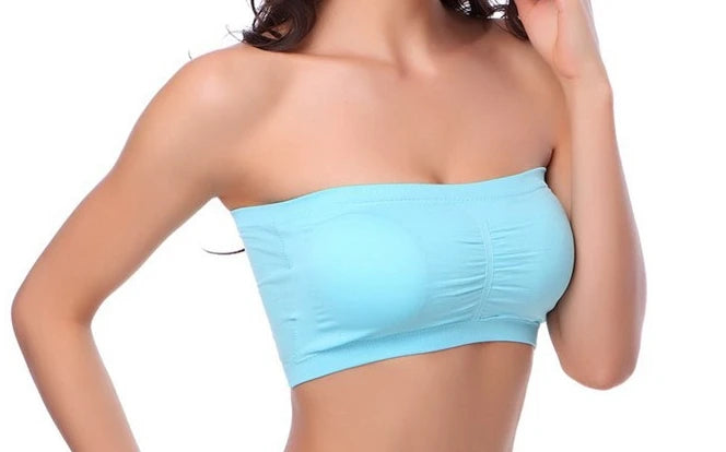Double Layers Plus Size Strapless Bra Bandeau Tube Removable Padded Top Stretchy Seamless Bandeau Bra Boob Crop Spaghetti Strap Qme sb 2xl