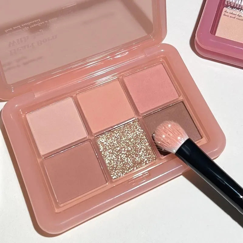 Pink Clear Glitter Eyeshadow Palette Matte Shimmer Orange Brown Shiny 4-Color Eye Shadow Girl Makeup Palette Lasting Cosmetic Qme