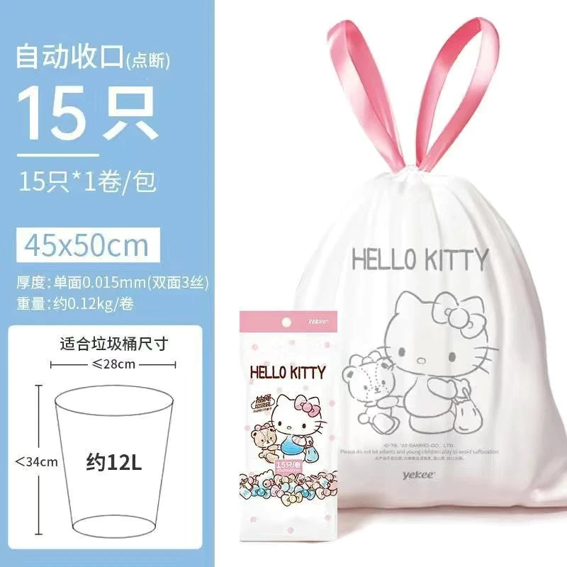 Hello Kitty Kuromi Drawstring Household Trash Bags Heavy-duty Qme 5