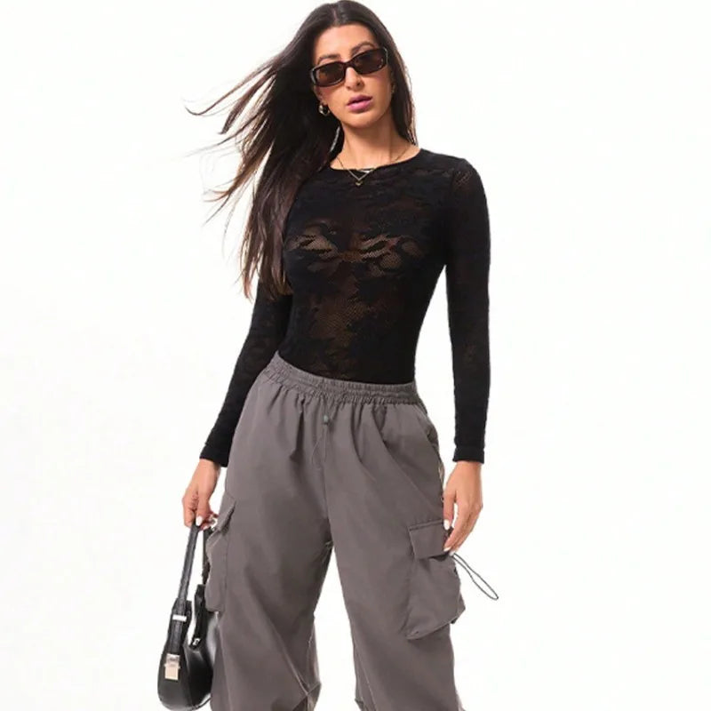 Popular Mesh Hollow Jumpsuit Yoga Sports Fitness Sexy Stunner Qme