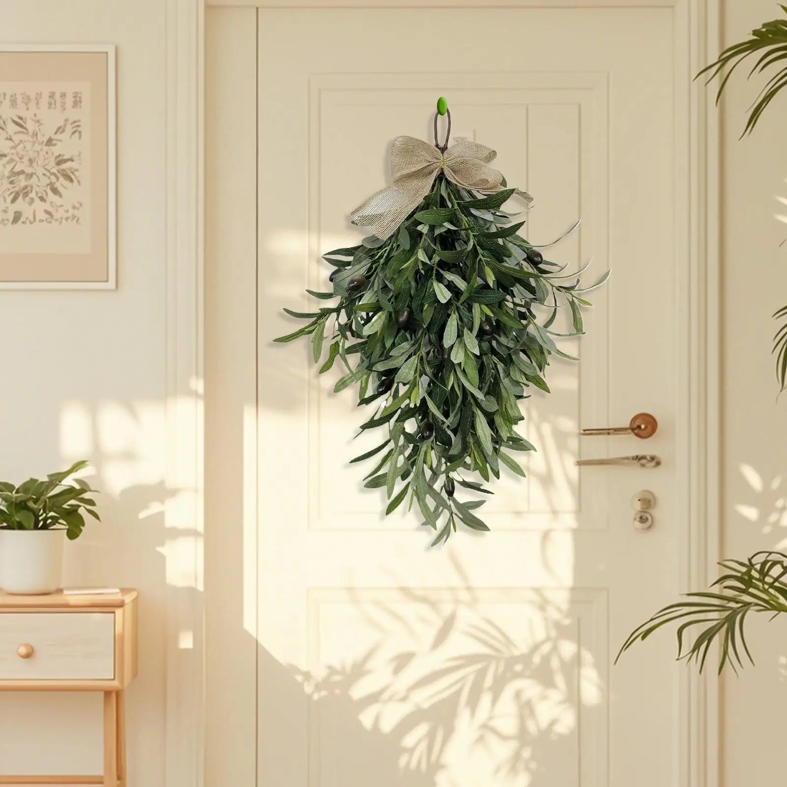 Artificial plantDecoration Holiday Artificial Olive Dangling Ornament With Bow Window Wall Decoration Holiday Garland Decoration Qme